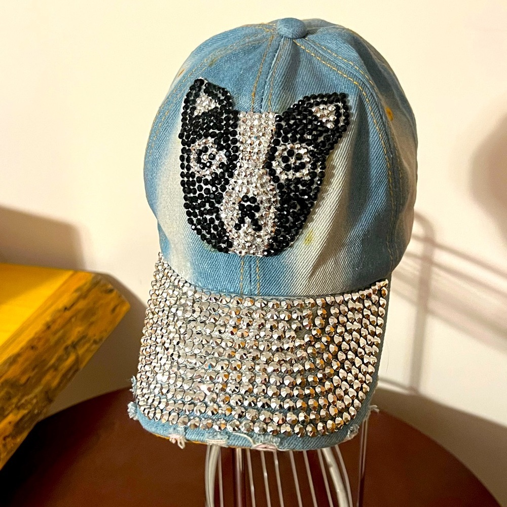 Light Denim Crystal Baseball Cap. NWOT.